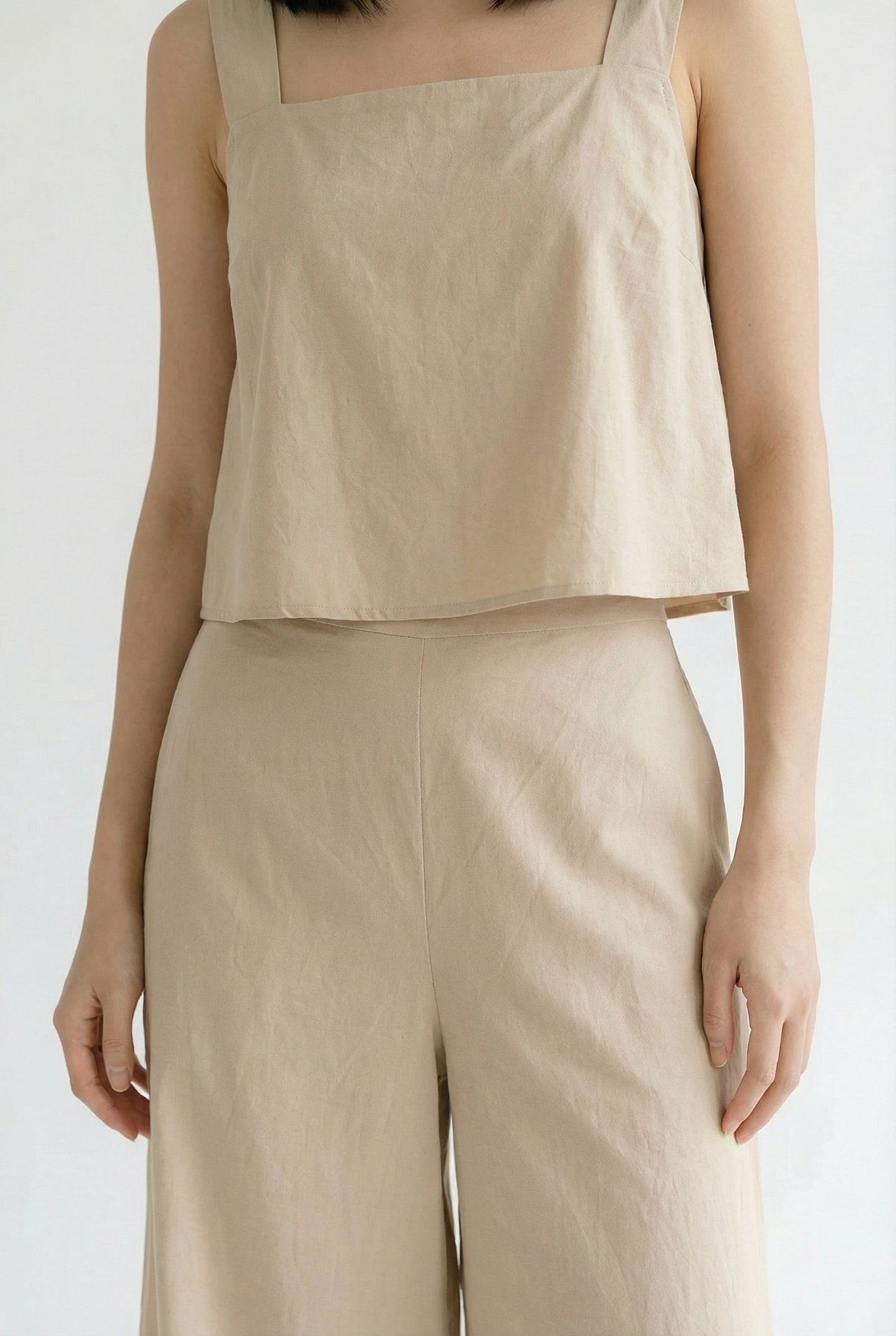 Rose New York | Summer Set | Cotton Crop Top & Palazzo Trousers | Beige