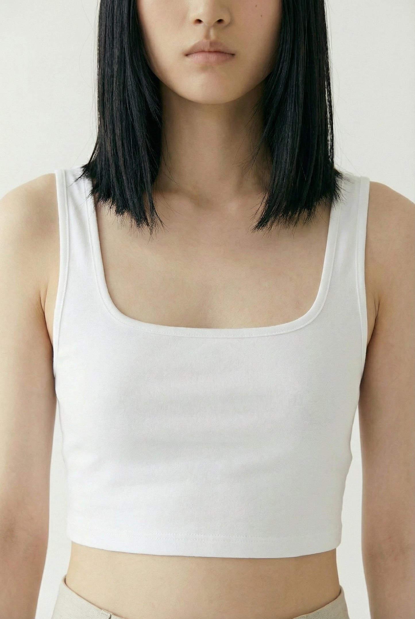 Rose New York | Top | Cotton Crop Tank | White