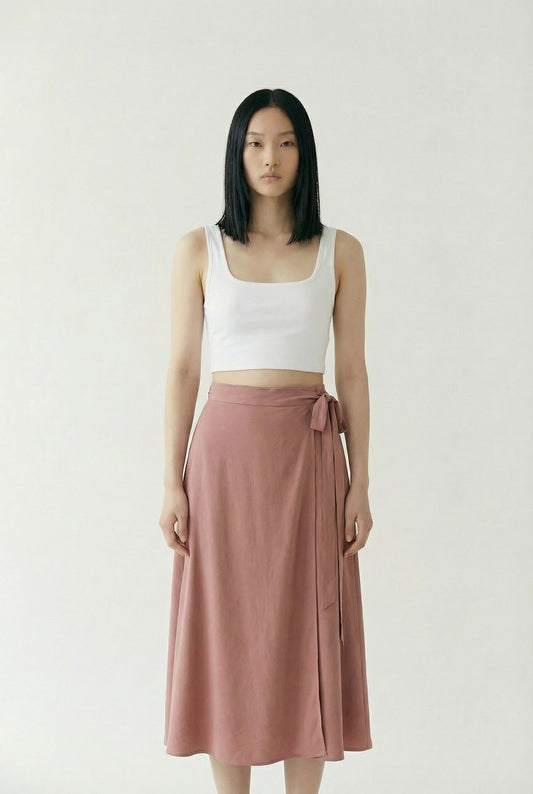 Rose New York | Bottom | Wrap Midi Skirt | Dusty Rose