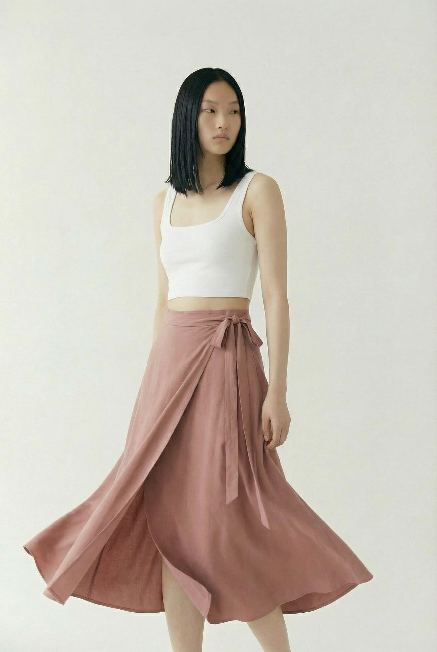 Rose New York | Bottom | Wrap Midi Skirt | Dusty Rose