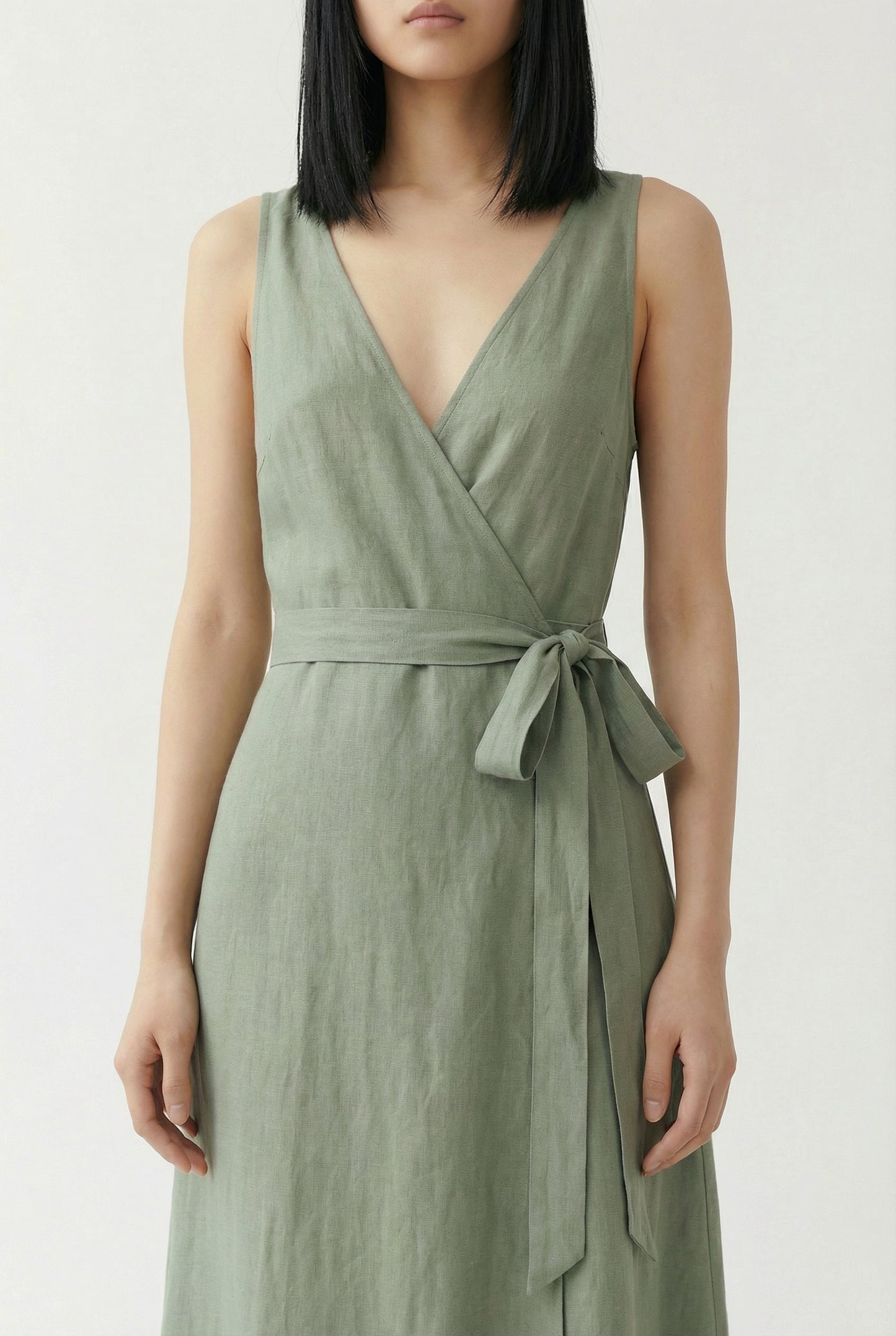 Rose New York | Summer Dress | Linen Maxi Wrap Dress | Sage Green