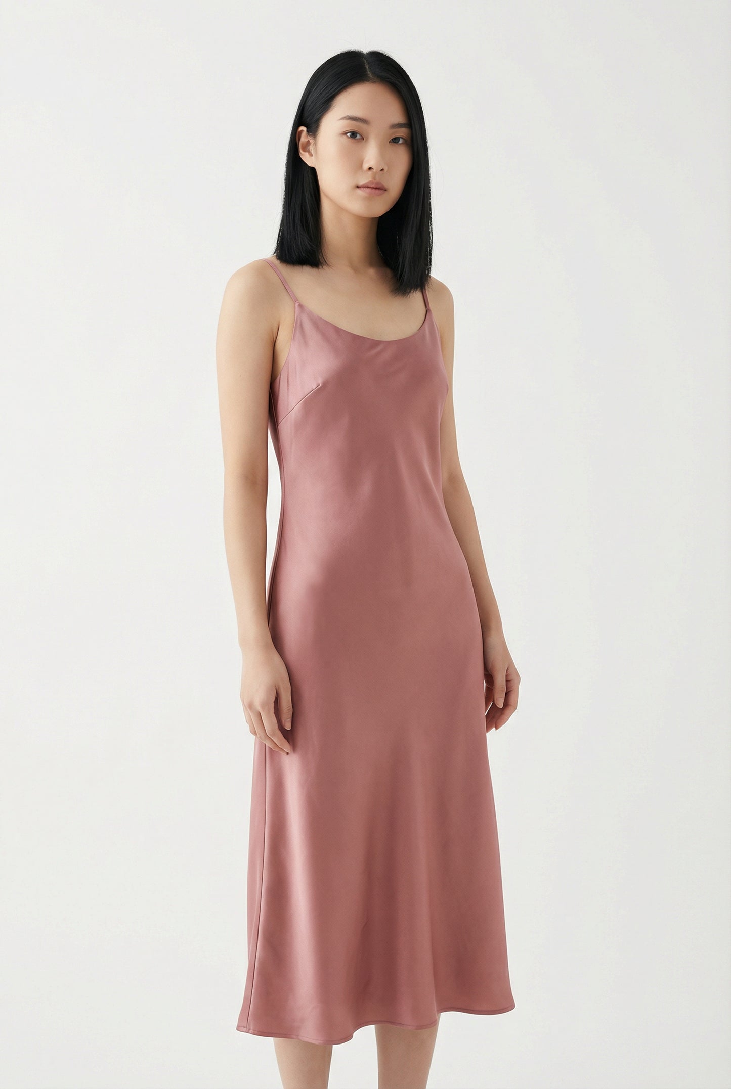 Rose New York | Summer Dress | Satin Bias-Cut Slip Dress | Dusty Rose
