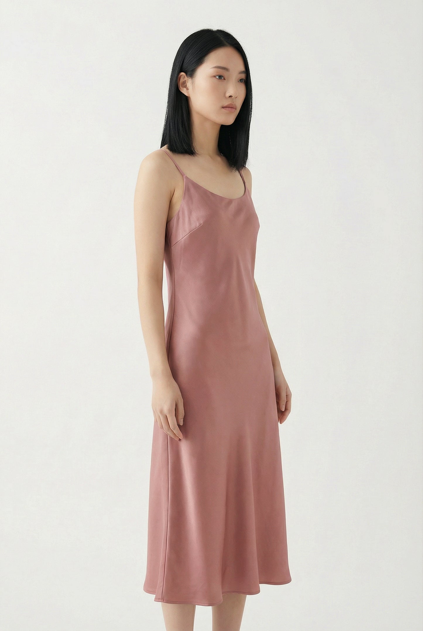 Rose New York | Summer Dress | Satin Bias-Cut Slip Dress | Dusty Rose