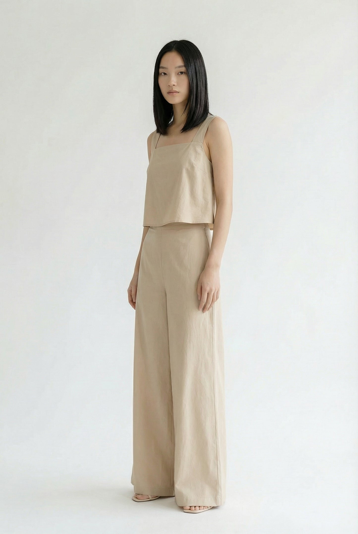 Rose New York | Summer Set | Cotton Crop Top & Palazzo Trousers | Beige