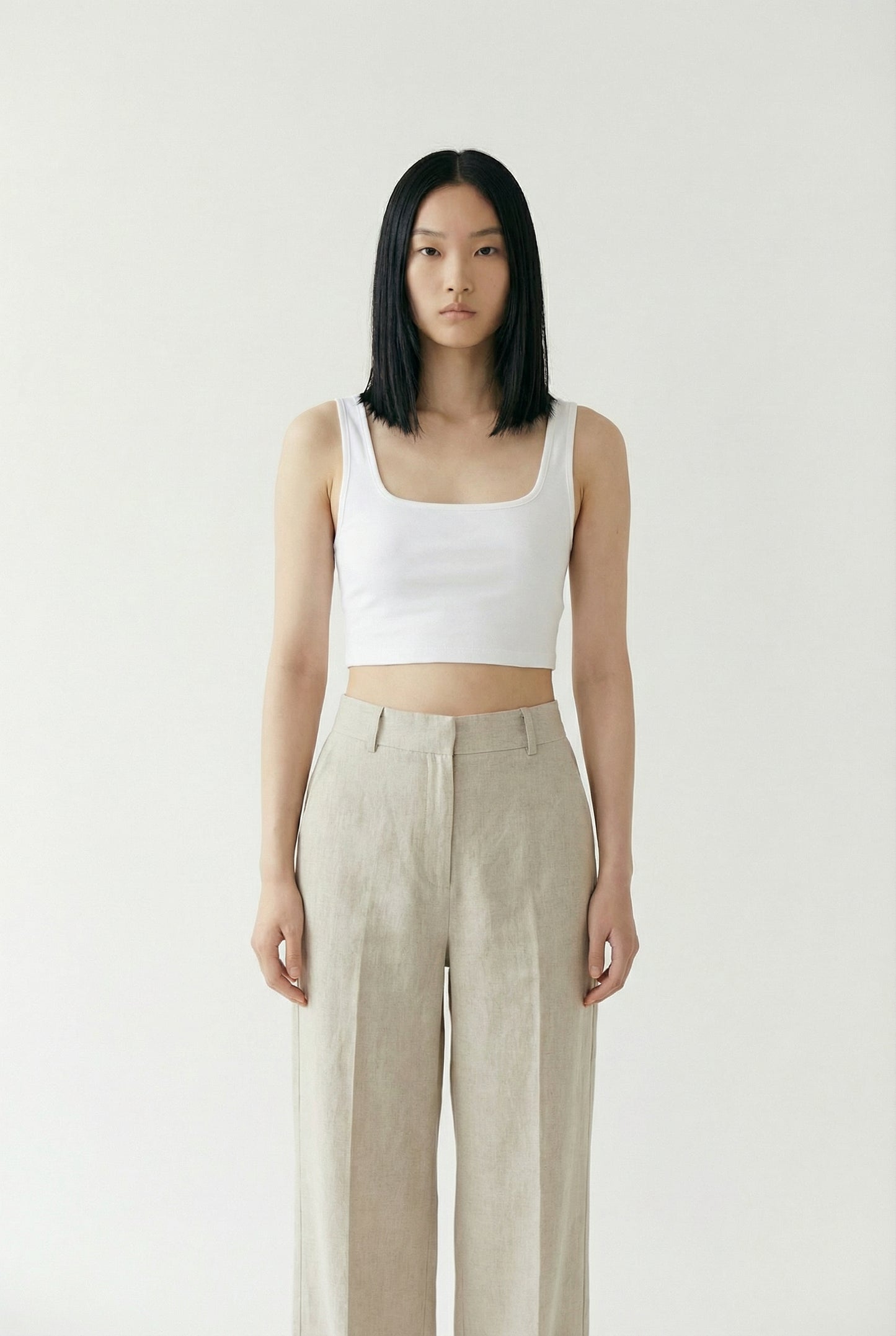 Rose New York | Top | Cotton Crop Tank | White