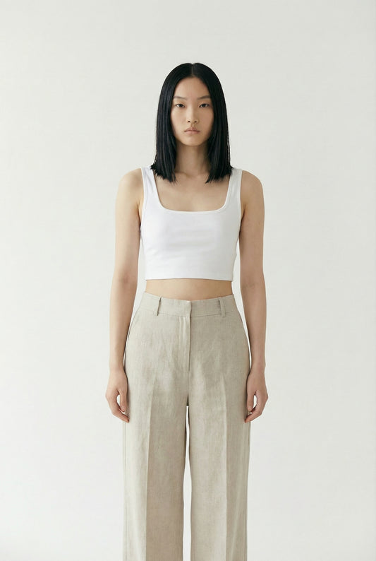 Rose New York | Top | Cotton Crop Tank | White