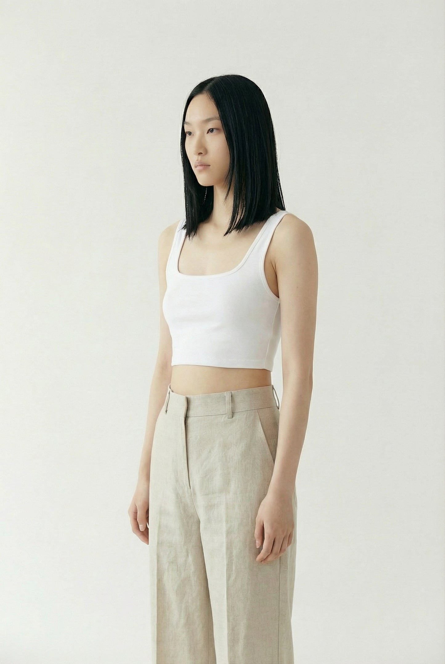 Rose New York | Top | Cotton Crop Tank | White
