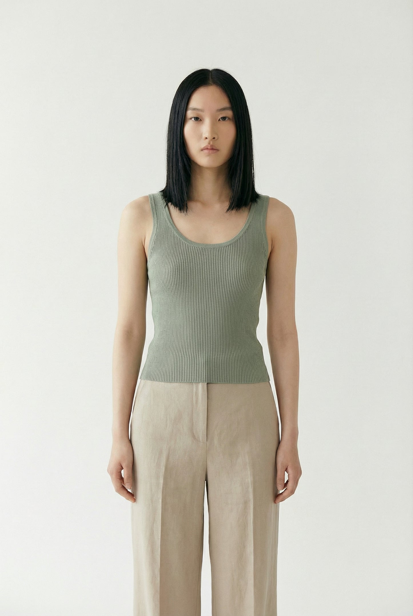 Rose New York | Top | Ribbed Knit Tank | Sage Green