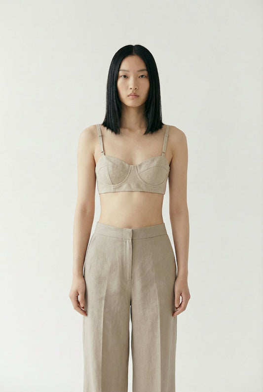 Rose New York | Top | Linen Bralette | Beige